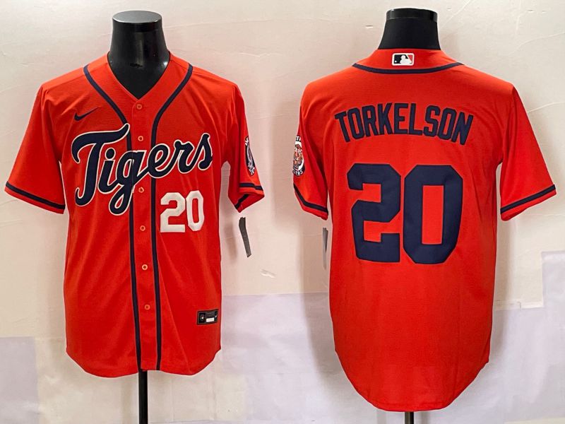 Men 2025 Detroit Tigers 20 Torkelson Orange Game Nike MLB Jersey style 3